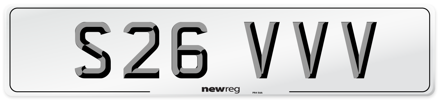 S26 VVV Number Plate from New Reg